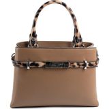 Silver & Polo Silver Polo SP1149 Kadın El Çantası Düz Bizon-Leopar Taba