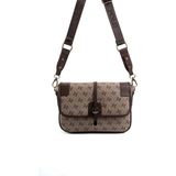Silver & Polo Silver Polo SP1182 Kadın Çapraz Çanta Monogram Koyubej-Kahve