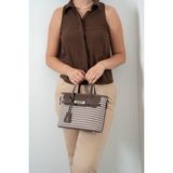 Silver & Polo Silver Polo SP1185 Kadın El Çantası Ekose Line Kare Kahve Sarı-Kahve