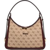 Silver & Polo Silver Polo SP1187 Kadın Omuz Çantası Monogram Koyu Bej-Bordo
