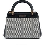 Silver & Polo Silver Polo SP1193 Kadın El Çantası Hasır Siyah Beyaz-Siyah