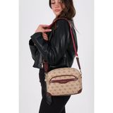Silver & Polo Silver Polo SP1201 Kadın Çapraz Çanta Monogram Koyu Bej-Bordo