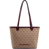 Silver & Polo Silver Polo SP1204 Kadın Omuz Çantası Monogram Koyu Bej-Bordo