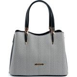 Silver & Polo Silver Polo SP1205 Kadın El Çantası Hasır Siyah Beyaz-Siyah