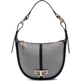 Silver & Polo Silver Polo SP1270 Kadın Omuz Çantası Kaz Ayağı Ekose Siyah-Siyah