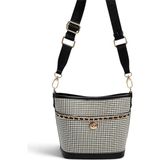 Silver & Polo Silver Polo SP1284 Kadın Omuz Çantası Kaz Ayağı Ekose Siyah-Siyah