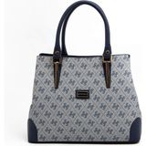 Silver & Polo Silver Polo SP667 Kadın El Çantası Monogram Gri-Lacivert