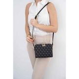 Silver & Polo Silver Polo SP888 Kadın Çapraz Çanta Monogram Füme-Siyah