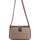 Silver & Polo Silver Polo SP899 Kadın Çapraz Çanta Monogram Koyu Bej-Bordo