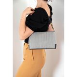 Silver & Polo Silver Polo SP910 Kadın Çapraz Çanta Hasır Siyah Beyaz-Siyah