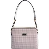 Silver & Polo Silver Polo SP937 Kadın Omuz Çantası Kaz Ayağı Ekose Bordo-Kemik