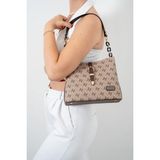 Silver & Polo Silver Polo SP974 Kadın Omuz Çantası Monogram Koyubej-Kahve