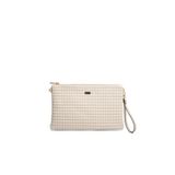 Silver Polo SP1034 Kadın Portföy Clutch Çanta, Ekose Line Kare, Kum Beji