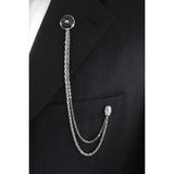Silver Vintage Desenli Ceket & Damatlık & Blazer Zincirli Yaka Aksesuarı - Gümüş - 10 Drop - 26