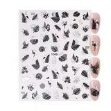 Silver Yaprak Ve Kuş Çizim Tırnak Sticker Tırnak Etiketi Nail Art Jo-1049S