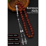 SİLVERA TELKARİ Akik Tesbih Doğal Taş Erkek Akik Tesbih 8 mm BT026