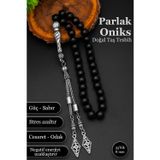 SİLVERA TELKARİ Erkek Oniks Taşlı Tesbih 8 mm Doğal Taş Oniks Tesbih BT044