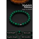 Silvera Telkari Erkek Sıkma Malahit Bileklik Kadın Bileklik 8 mm BT042