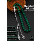SİLVERA TELKARİ Erkek Sıkma Malahit Tesbih 8 mm BT041