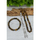 SİLVERA TELKARİ Kaplangözü Tesbih ve Bileklik Doğal Taş Set 8 mm BT034