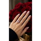 Silveranka 925 Ayar Gümüş Pembe Işıltılı Oval Kesim (Ice Cut) Taşlı Yüzük