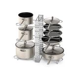 SİLVERLAND Metal Dolap İçin Tencere Ve Tava Düzenleyici Raf 3 Farklı Kullanım 8 Katlı Organizer
