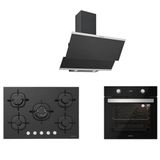 Silverline 3420 Classy 60+CS5365B01+BO6504B01 Siyah Cam Ankastre Set