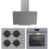 Silverline 3481 Flam - CS5335S02 - BO6502S02 Gri 3'lü Cam Ankastre Set
