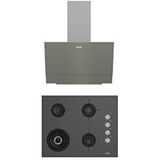 Silverline Altus 2'li Gri Cam Ankastre Set 510 G Davlumbaz - 189 Dg Woklu Cam Ocak