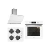 Silverline Beyaz Ankastre Set 3 Gazlı Ocak ve Fırın 3420W Eğimli Davlumbaz ile Şık Tasarım ve Modern Renk
