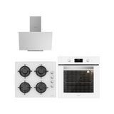 Silverline Beyaz Ankastre Set BO6502W02-CS5349W01-3481 Yüksek Performanslı 4 Gözü Gazlı Ocak