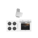 Silverline Beyaz Cam Ankaste Set (3481 Flam Davlumbaz - Cs5335w01 Ocak - Bo65e1w01 Fırın)