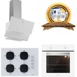 Silverline Beyaz Cam Ankastre Set 3490 - CS5665W01 65CM Ocak - BO6501W01