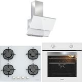 Silverline Beyaz Cam Ankastre Set (3490 Oslo Beyaz Davlumbaz - CS5436W01 Ocak - BO65E1W01 Fırın)