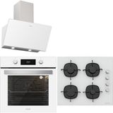 Silverline Beyaz Cam Ankastre Set BO6504W01 CS5335W01 - 3457) 4 Ocak Gözü A+ Enerji Sınıfı Modern Tasarım
