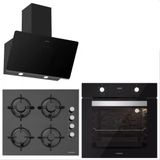 Silverline Bo6502b01 - Cs5349b01 - 3457 Soho 60 Siyah Cam Ankastre Set