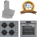 Silverline Buhar Destekli Airfrayer Gri Cam Ankastre Set 3490 Oslo - Cs5335s01 - Bo65p4s01