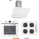 Silverline Luno Ankastre Beyaz Set (Dijital Fırın+Dokunmatik 90CM Davlumbaz)