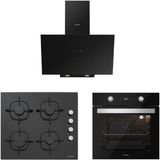Silverline Siyah Cam Ankastre Set (3481 Flam 60+Cs5335b02+Bo6504b01)