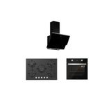 Silverline Siyah Cam Ankastre Set (3490 Oslo 60 SIYAH+CS5365B01+BO6504B01)