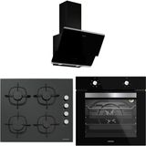 Silverline Siyah Cam Ankastre Set (3490 Oslo Davlumbaz - CS5335B02 Ocak - BO6501B01 Fırın)