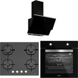Silverline Siyah Cam Ankastre Set (3490 Oslo Davlumbaz - CS5436B01 Ocak - BO6501B01 Fırın)