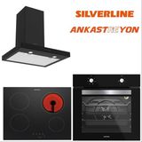Silverline Siyah Cam Ankastre Set BO6501B01-VC8210B01-3182 Mila