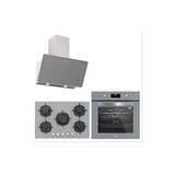 Silverline Soho 80 cm Gri Ankastre Set Gazlı Ocak ve Eğimli Davlumbaz ile 6 Fırın Programı