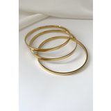 SilverStone Kadın Modern Kalın Gold Altın Renk Üçlü Ajda 3'lü 20 Cm Çelik Bilezik