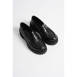 Silverstone Shoes Kadın Günlük Siyah Kalın Tabanlı Oxford Makosen Loafer Ayakkabı