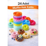 silvora Silikon Mini Kek Kalıbı, Muffin Kalıbı, Tekrar Kullanılabilir, Yapışmaz-24 Adet