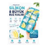 Silvora Trusted silicone rubber solutions 8 Bölmeli Silikon Buz Kalıbı, Büyük XL Boy Küp Buzlar, Kokteyl Sunum Buz Kalıbı, Et Suyu Saklama