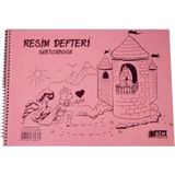 Sim (25*35 Cm) 25 Yaprak Plastik Kapak Spiralli Resim Defteri - Çok Renkli - Boyut