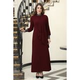 Sim Detaylı Efsane Tesettür Abiye Elbise - Bordo - 44